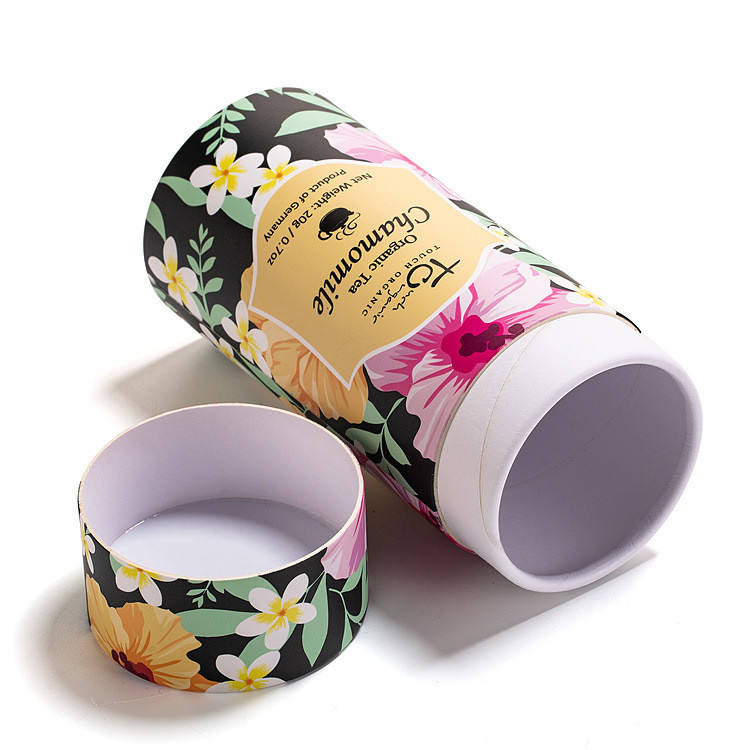 Recyclable Tea Paper Tube with Metal Lid 100% recyclable cardboard tube packaging christmas tin round gift box with lid for gift candy cookie package (copy)