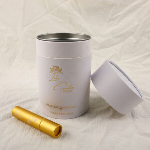 custom recyclable cardboard tube for cosmetics gift cylinder sand wax candle packaging with metal cap eco friendly paper tube
