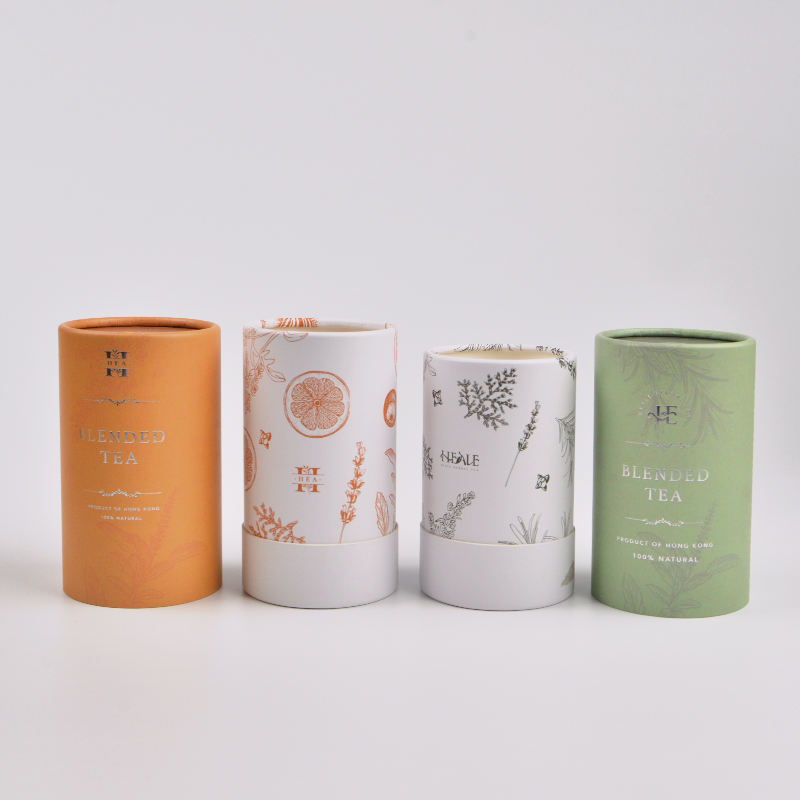 premium food paper cardboard tube canister box premium beverage storage for tea coffee cylinder shaped can (copy)