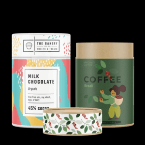 customized empty 50g tea packaging food grade round cardboard cylinder with clear window for coffee and beverages