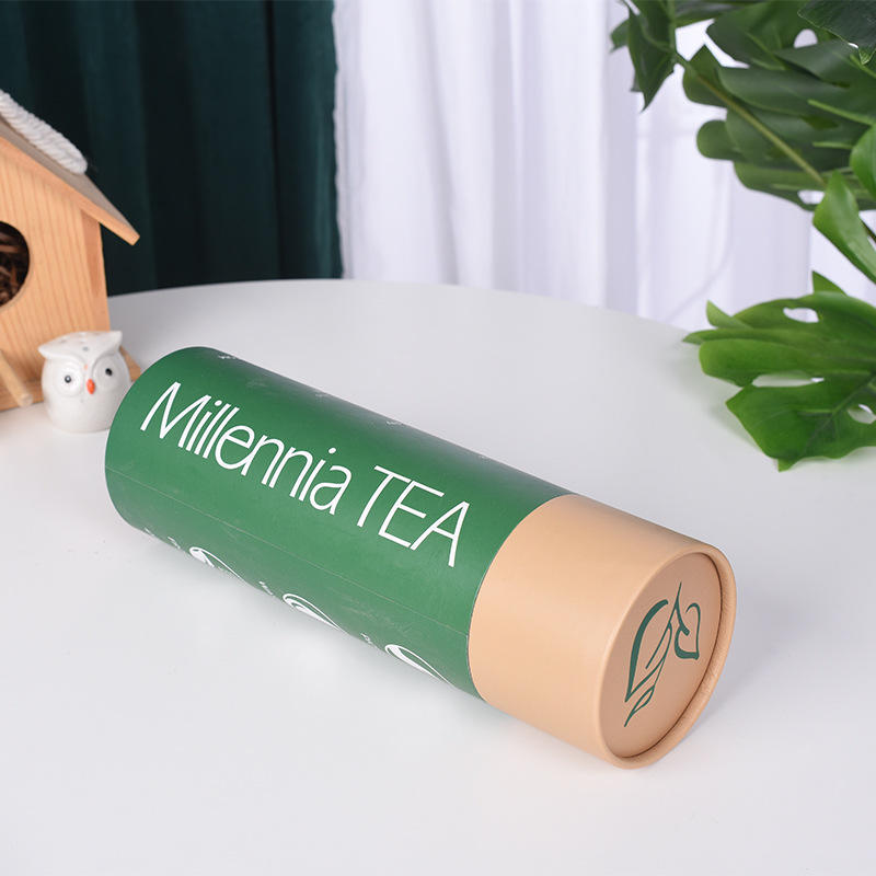 Hot Sale 3-Piece Small Cardboard Tube Box Colorful Printed Food Grade Packaging for Beverages Tea Chocolate and Gift Items luxury eco friendly cylinder container aluminium foil green tea & matcha tea matte black paper tube packaging for food use (copy)