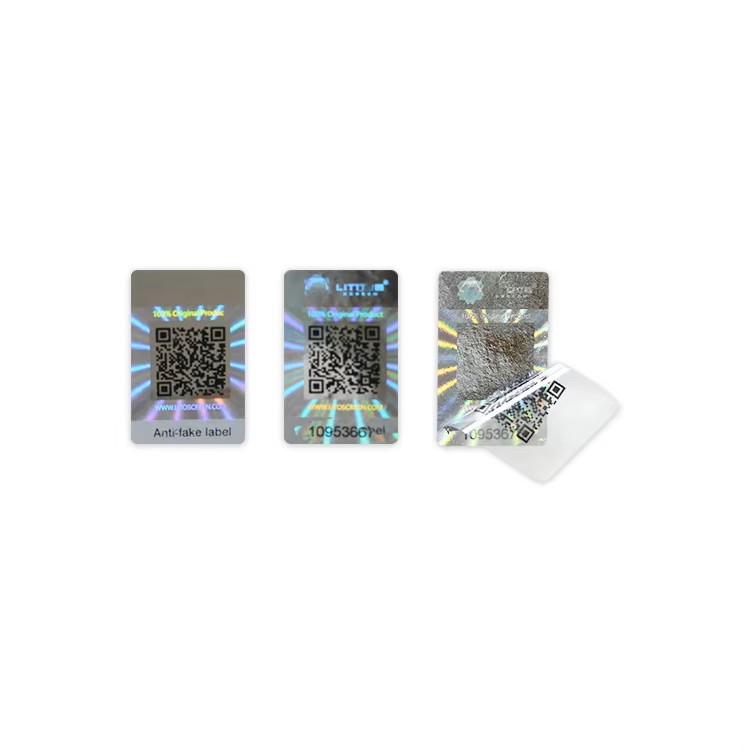 custom 3d anti counterfeit holographic vinyl waterproof sticker uv printed qr code security label