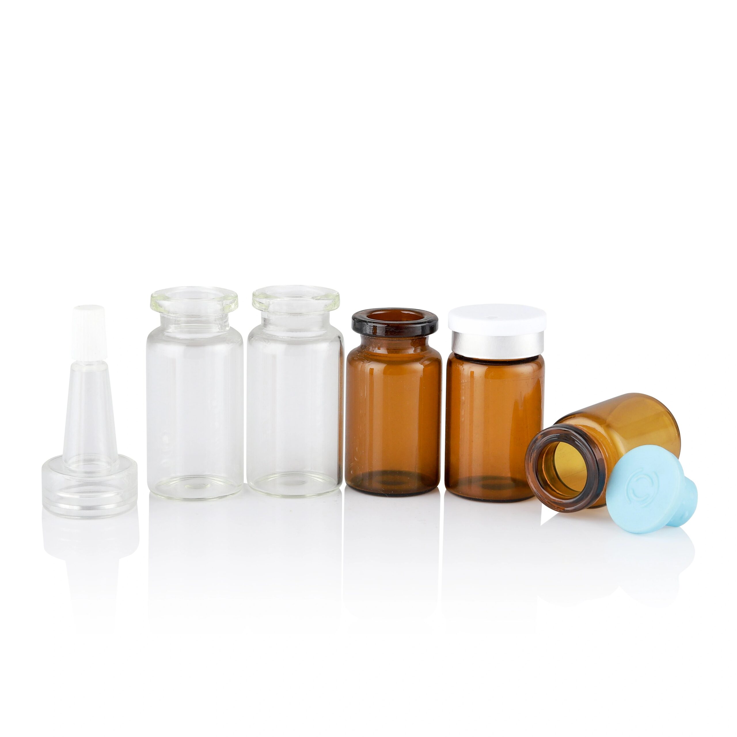 clear 20mm 10ml amber glass vial with gold stamping